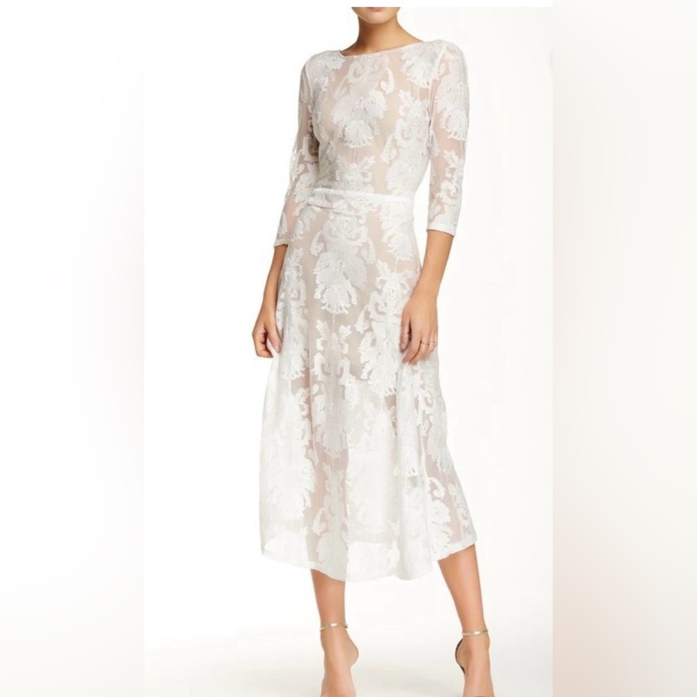 For Love And Lemons Dress San Marco Damask Lace Nude Open Back midi size XS